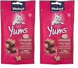 Vitakraft Cat YUMS, Katzensnack, mit herzhafter Leberwurst, extra fleischig, mit sichtbarer Füllung, im wiederverschließbaren Beutel (1x 40g) (Packung mit 2)