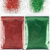 BETESSIN 100g Glitzer zum Basteln Rot Grün Glitzerpulver Weihnachten Basteln Glitter Pulver Glitzer Glitzerpuder für Nägel Gesicht Kartenbasteln Handwerk Nagelkunst