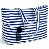 Strandtasche XXL Familie Große Beach Bag Badetasche mit Reißverschluss Shopper Damen, Leicht Faltbare Grosse Schwimmbadtasche, Urlaub Must Have Einkaufstaschen für Reisen Einkaufen Picknick Alltag