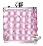 Flachmann Frauen Flachmann Klein, Quadrat Diamant 180Ml(6Oz) Whisky Mini Flachmann mit Trichter, Tragbar Edelstahl Flachmann Zum Wandern, Klettern, Angeln, Camping