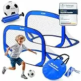 ELANI Fußballtor Kinder Pop-Up 2er Set - faltbar mit Ball & Pumpe, 50% Kleiner + Easy Aufbau, mini Fussballtor klein, Goal, Fussballtore für Garten Kinder, Fußballtore, Fussball Tor, Fußbal (Blau)