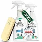 Emma Grün® Polsterreiniger für Sofa, Couch & Autositze 2x500ml [inkl. Polsterbürste] - Nachhaltig & Anti Geruch - Couch & Sofa Reiniger - Auto Innenraum Reiniger - Polsterreinigung Autositze, Sofa