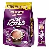 MOKATE - Heiße Schokolade Dunkel - 10 Sachets - Trinkschokolade, Intensiv Schokoladig, Cremig & Aromatisch, Ideal für kalte Tage, Einfache Zubereitung, Für Zuhause & Büro - Hot Chocolate Dark - 180g