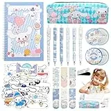 Schreib waren Set Kinder- Kawaii Schulbedarf Cartoon Bürobedarf Mädchen Tagebuch Federmäppchen Kugelschreiber Schlüsselanhänger Lesezeichen Aufkleber Geschenk zur Einschulung Mitgebsel Schulanfang