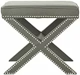 SAFAVIEH Upholstered Ottoman, in Granite, 55 X 55 X 50