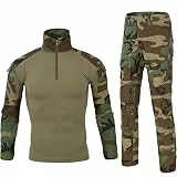 LANBAOSI Airsoft Tarnanzug Herren Paintball Combat Shirt Taktische Hose Langärmlige mit 1/4 Reißverschluss Militär Anzug Outdoor Camouflage Jagdbekleidung BDU