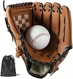 LeapBeast Baseball Handschuhe, Softball Handschuhe mit 1 Ball, Baseball Training Wettbewerb Handschuh Verdicken Dauerhaft Softballhandschuhe für Kinder Erwachsene (Braun, 12,5 Zoll)