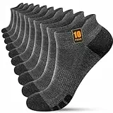FORVEVO 10 Paar Sportsocken Herren 39-42, Sneaker Socken Damen Baumwolle, Atmungsaktive Laufsocken Kurz für Laufen Tägliche (Grau)