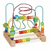 Relaxdays Motorikschleife, Holz Motorikspielzeug, Design A, Kinder ab 1 Jahr, Holzspielzeug für Mädchen & Jungen, bunt