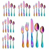 Seeshine Regenbogen-Besteck für 6 Personen, 30-teiliges Edelstahl Besteckset, glänzendes Regenbogen Metallbesteck, inklusive Gabel, Messer und Löffel, spülmaschinenfest