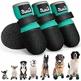 Eyein Hundeschuhe Pfotenschutz, Atmungsaktive & rutschfeste Hundesocken für Hartholzböden und heiße Sommerböden, reflektierender Hundeschuhe mit Klettverschluss für Spaziergänge im Freien (Grün, 8)