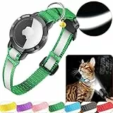 Airtag Katzenhalsband - Integriertes Katzenhalsband Airtag Wasserdicht,Reflektierendes Airtag Halsband Katze Halsband mit Sicherheitsverschluss Gummizug für Kätzchen Klein Hund (Grün XS)
