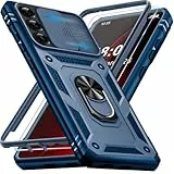 Giyer Panzerhülle für Samsung Galaxy S25 FE Hülle mit Schutzfolie, Handyhülle S25 FE Case mit Kameraschutz 360° Metall Ring Ständer, Stoßfest Schutzhülle für Samsung S25 FE 5G Cover Tasche (Blau)