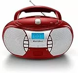 Karcher RR 5025-R tragbares CD Radio (CD-Player, Boomboxen, UKW Radio, Batterie/Netzbetrieb, AUX-In) rot