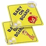 Cobee Baby an Bord Auto Warnschilder, 2 Stück 12,7 x 12,7 cm Sicherheits Autoschild Mit Doppelten Saugnäpfen, Wiederverwendbarer Aufkleber für Autofenster (Stil E)