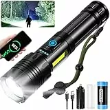 cinlinso Taschenlampe Led 500000 Lumen, Extrem Hell Taschenlampe USB-C Aufladbar Taktische Taschenlampen Mit Holster, 7 Lichtmodi, Zoombar, IPX6 Wasserdicht für Camping Wandern Notfälle (Mit Akku)