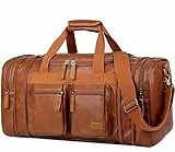 BAOSHA Faux Leder Reise Duffel Weekender Tasche Handgepäck Schlafsack Sporttasche für Herren und Damen HB-21 (Braun)