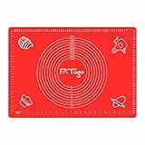 Pritogo Backmatte (65 x 45 cm Rot) Silikonmatte mit Skala Backunterlage Teigmatte Rollmatte - Antihaft extra stabil rutschfest