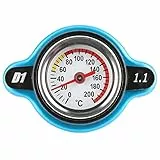 Qiilu Thermostatischer Kühlerdeckel, Universeller Thermostatischer Kühlerverschlussdeckel Kühlerdeckel Wassertankdeckel Auslaufsicher mit Temperaturanzeige (Großer Kopf 1.1bar)