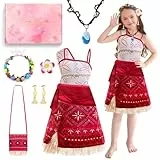 TOSZOLY Prinzessin Kostüm Kinder, Prinzessin Kleid mit Blumenkrone Halskette Blumenclip, Abenteuer Outfit, Faschingskostüme Kinder, Abenteuer Kostüm für Karneval Cosplay (140)