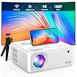 Beamer [Elektrische Keystone 6D/4P] Beamer 4K Heimkino 30000 Lumen, VISSPL Full HD 1080P WiFi Bluetooth Beamer Handy Outdoor, PPT, ±50° Zoom, Projektor kompatibel mit TV-Box/PS5/iOS/Android-Telefon