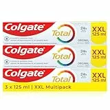 Colgate Zahnpasta Total Original 3x 125ml XXL, Zahncreme gegen Karies und Plaque. Schützt den Zahnschmelz
