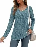 AUSELILY Pullover Damen V-Ausschnitt Sweatshirts Leichte Strickpullover Langarm Oberteile Langarmshirt Lässige Tops Damen