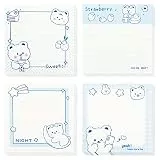 TIESOME Niedliche Haftnotizen, 320 Blätter Bär selbstklebende Notizblöcke Kawaii Haftnotizen Memoblock Haftnotizblöcke für Kinder Studenten Schule Büro(4 Blöcke 80 Blätter/Pad) (Stil A)