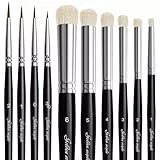 Feine Detailpinsel mit Trockenpinsel Set, 10 Miniatur-Pinsel für feine Detaillierung, Kunstmalerei, Modelle, Acryl, Aquarell, Miniaturen, Öl, Figuren (Golden Maple Series)