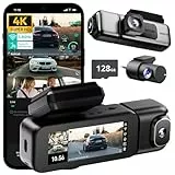 BOTSLAB 4K 3-Kanal Dashcam Auto Vorne Hinten, 3 Channel 4K+1080P+1080P, GPS 5.8GHz WiFi Dash Cam mit 128GB SD Karte, 3.18',Super Nachtsicht,WDR, Sprachbefehl,G-Sensor,Loop-Aufnahme,Parküberwachung