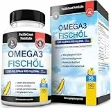 Hochdosiert Omega 3 Kapseln Testsieger - 2250 mg Pro Portion EPA DHA Omega 3 Fettsäuren aus Frischem Wildfangfisch, Formel mit Zitronengeschmack, Unterstützt die Augengesundheit(180 Weichkapseln)