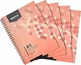 Amazon Basics Spiral-Notizblock, 80 Blatt/160 Seiten, A5, 70 GSM, 5 Stück, Weiß