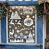 9 Stück Fensterbilder Weihnachten Selbstklebend Wiederverwendbar Weiß Schneeflocken Fensterdeko Die Beidseitig PVC Christmas Window Stickers für Weihnachts Fenster,Dekoration,Fensterscheiben,Vitrinen