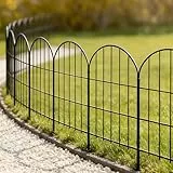 Thealyn Dekorativer Gartenzaun aus Metall (Gesamtlänge 8,2m, 25 Elemente 61cm H x 33cm B), Steckzaun ohne Graben, Wetterfester Grenzzaun für Außenbereich, Beeteinfassung, Rasenkante & Wegbegrenzung