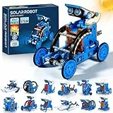 OMWay Solar Roboter Spielzeug ab 8 Jahre, 12-in-1 DIY STEM Experimente für Kinder Alter 9 10 11 12, Geschenk Junge 8-12 Jahre, Konstruktionsspielzeug Bausatz, Blau