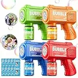 PANACARE Seifenblasenpistolen 4er Set, Seifenblasenmaschine Gun Kinder 5000+ Blasen/Min mit Seifenblasenlösung/LED Licht, Bubble Machine Geschenk für Kinder/Geburtstag/Party, Bubble Gun