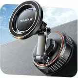 Miracase 2026 Handyhalterung Auto Magnet für Magsafe Autohalterung Militärische Vakuum Saugnapf 360° Drehbar und zweiachsig klappbarer Kfz Abdeckungen Halterung Auto für iPhone 17 16 15 Pro Max