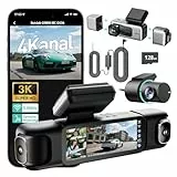 BOTSLAB Dashcam Auto 4 Kanal mit Parküberwachung, 360° Dashcam mit GPS, 5.8GHz WiFi,3.18' IPS-Bildschirm,Super Nachtsicht,WDR, G-Sensor,Loop-Aufnahme, inkl. 128GB SD-Karte