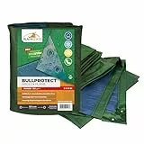 Rainexo Abdeckplane Extrem Stark 3x4m, 150g/m², Grün/Blau, 3-lagig Kreuzlaminiert, 100% Wasserdicht, UV-Beständig, Reißfest, Mit Verstärkten Ösen