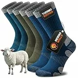 Niorasen Merino Wandersocken Herren Damen, Thermosocken Outdoor Socken Trekkingsocken, Merinowolle Warme Wintersocken, Sportsocken Laufsocken Atmungsaktiv Anti-Blasen & Gepolstert 3 Paar