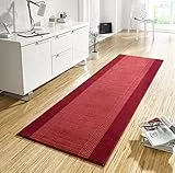 Hanse Home Teppich Läufer Band 80x200cm – Teppichläufer Weicher Kurzflor Teppich Modernes Design Läufer für Flur, Schlafzimmer, Kinderzimmer, Badezimmer, Wohnzimmer, Küche Dekoläufer – Rot