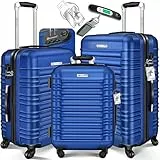 KESSER® 3tlg. Hartschalenkofferset Hartschalenkoffer Reisekoffer Set Reisekofferset Trolley Koffer 4 Rollen ABS-Hartschale Teleskopgriff Inkl. Kofferwaage + Gepäckanhänger Rollkoffer Schloss, M-L-XL
