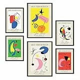 Nacnic Set von 6 Miró Kunst Posters. Sammlung von Plakate mit Collage Ästhetik für Innendekoration. Größen A3 und A4. Rahmenlos