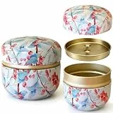 Goodwei Japanische Matcha Teedose Chazutsu aus Metall, 250 ml - für 100g Matcha (Azuki)