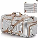 Urtala Reisetasche für Damen und Herren, groß, faltbar, Wochenendtasche mit Schuhfach und Schultergurt, leicht, wasserdicht, Gepäcktasche, Streifen, 80L, modisch