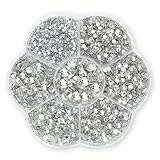 Barlone 3150 Stück Hotfix Strasssteine, Strasssteine für Textilien, Glitzersteine Silber mit Flacher Rückseite zum Basteln, 7 Größen 1,5mm-4,8mm Rhinestones für Kleidung Schuhe DIY Handwerk