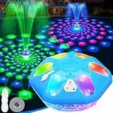 KingSom 2026 Verbesserter Springbrunnen Pool Schwimmend mit Obere & Untere LED-Licht, IP68 Wiederaufladbare Pool Springbrunnen mit Anker, 2 Sprühmodi Pools Fontäne Schwimmend für Außen Pools
