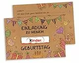 Giftota 15 Einladungskarten Kindergeburtstag Mädchen Junge, DIN A6 Kraftpapier Einladung Party, Witzige Geburtstagseinladungen Kinder, Ohne Kinderschokolade, Duplo-Schokoladenkarte