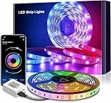 LED Strip 6m, RGB LED Streifen, APP und Fernbedienung, Bluetooth Selbstklebend Musik Sync Timer-Einstellung, Band Stripes Dimmbar Led Lights für Zimmer Party Room, Küche