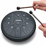 LEKATO Zungentrommel 6 Zoll, Tongue Drum mit 11 Tönen, D-Dur, Legierter Stahl, mit Stoffbeutel, Steel Pan Schlaginstrument für Anfänger, Handpan Drum für Klangheilung Meditation Yoga, Navy Blau